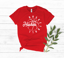 Load image into Gallery viewer, Huskies Bball Round Tee (Youth and Adult 4 Colors)