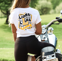Load image into Gallery viewer, Lions Bubble Font Front and Back (Youth and Adult 2 Colors)