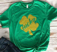 Load image into Gallery viewer, Glitter Lucky Shamrock Shirt
