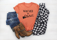 Load image into Gallery viewer, Witches Be Crazy Cute Halloween Witch Shirt for Women, Unisex Jersey Short Sleeve T-Shirt