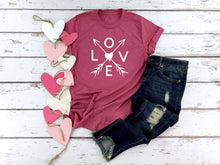 Load image into Gallery viewer, LOVE, Cupids Arrow, Women's Valentines Day Shirt, Cute Valentines Day Shirt, Womens Graphic Tee