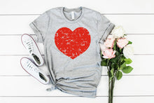 Load image into Gallery viewer, Distressed Heart Shirt, Valentines Shirt, Womens Graphic Tee, Valentines Day Tshirt