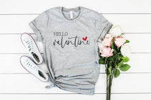 Load image into Gallery viewer, Hello Valentine t-shirt, Womens valentines shirt, Womens Graphic Tees, Valentines Day