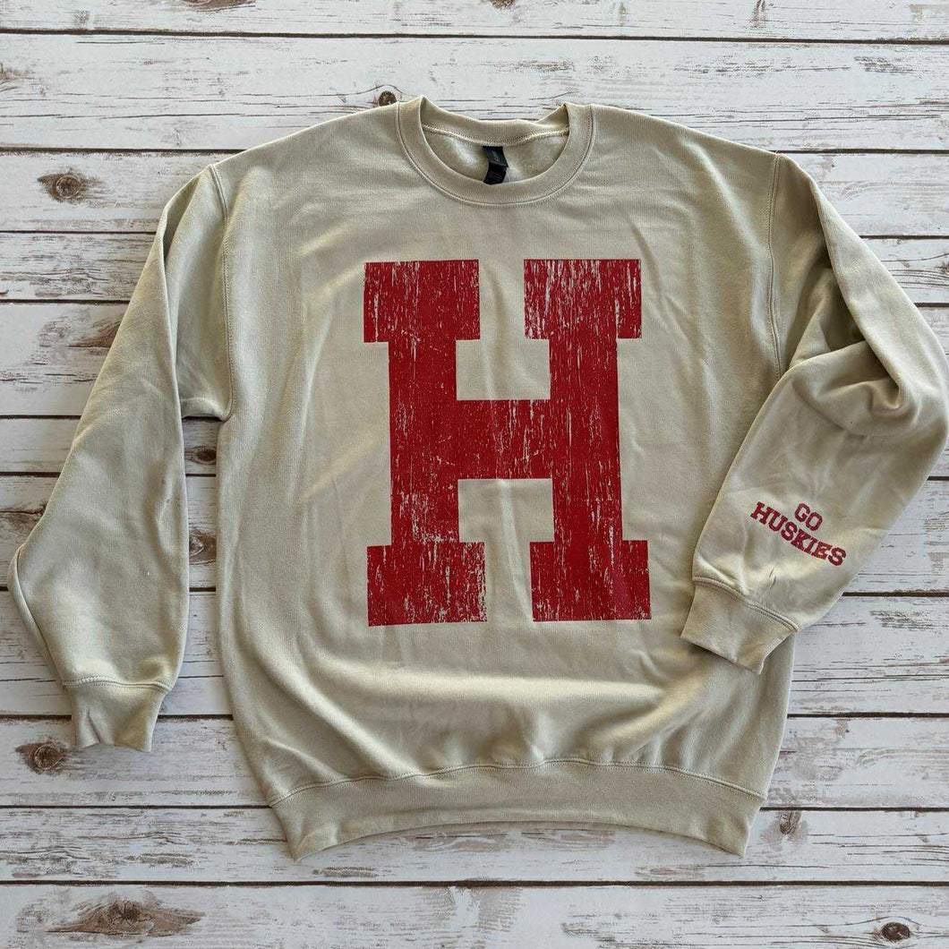 Big H with Sleeve detail Crew Sweatshirt