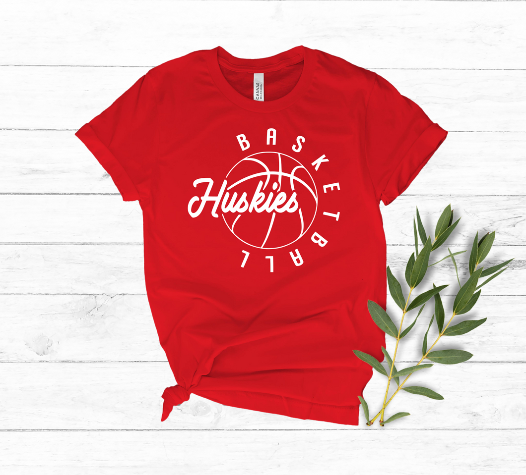 Huskies Bball Round Tee (Youth and Adult 4 Colors)