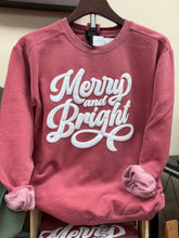 Load image into Gallery viewer, Merry and Bright Puff Font Sweatshirt
