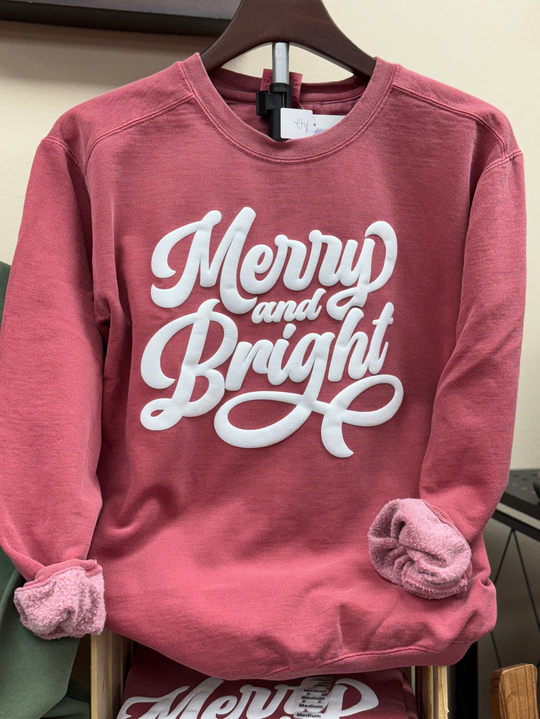 Merry and Bright Puff Font Sweatshirt