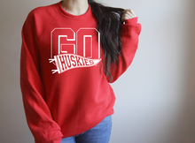 Load image into Gallery viewer, Go Huskies Flag Bella Canvas Fleece Crew
