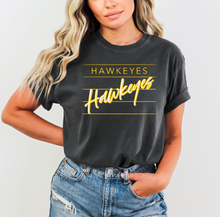 Load image into Gallery viewer, Hawkeye Stripe Comfort Colors Tee
