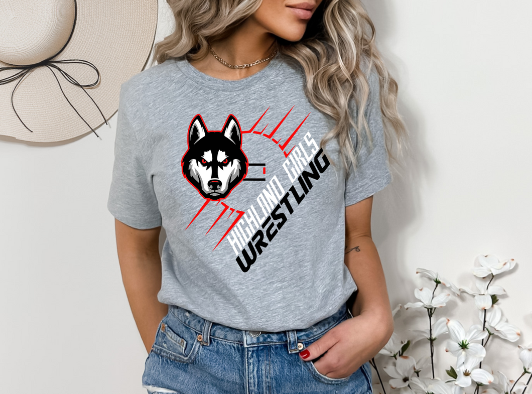 Highland Huskies Girls Wrestling Tee (Youth and Adult)