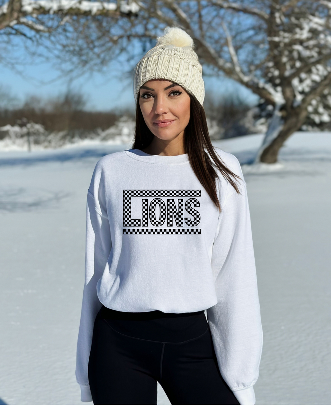 Checkered Lions Crew (Youth and Adult 4 Colors)