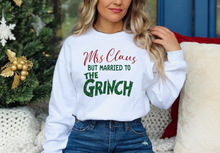 Load image into Gallery viewer, Mrs Claus but married to the Grinch Glitter - Bella Canvas Fleece Lined
