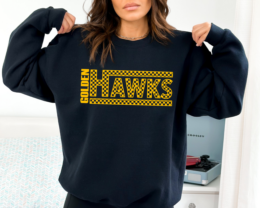 Checkered Golden Hawks Crew (Youth and Adult) (4 colors)