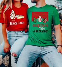 Load image into Gallery viewer, Christmas Tree Junkie/Im His Snack Cake Little Debbie Tee

