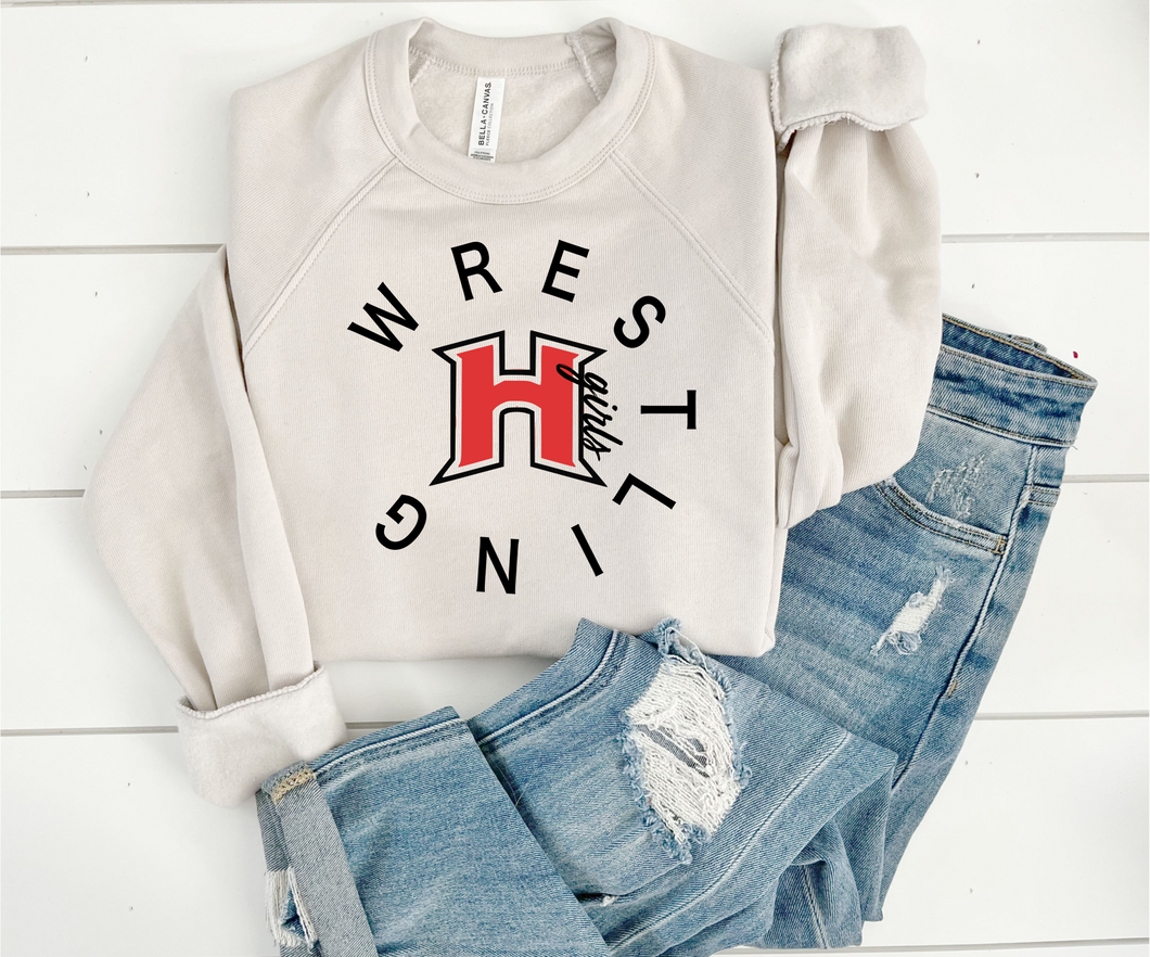 H Girls Wrestling Round Fleece lined Crew (4 Colors)