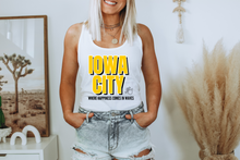 Load image into Gallery viewer, Iowa City Happiness Comes In Waves Womens Muscle Tank
