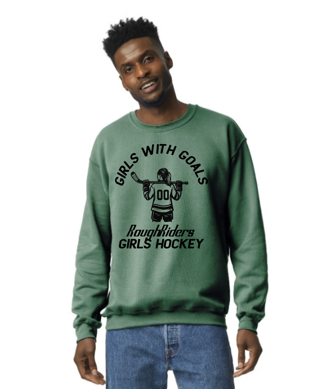 Customizable Girls With Goals RoughRiders Hockey Crew Neck (Adult)
