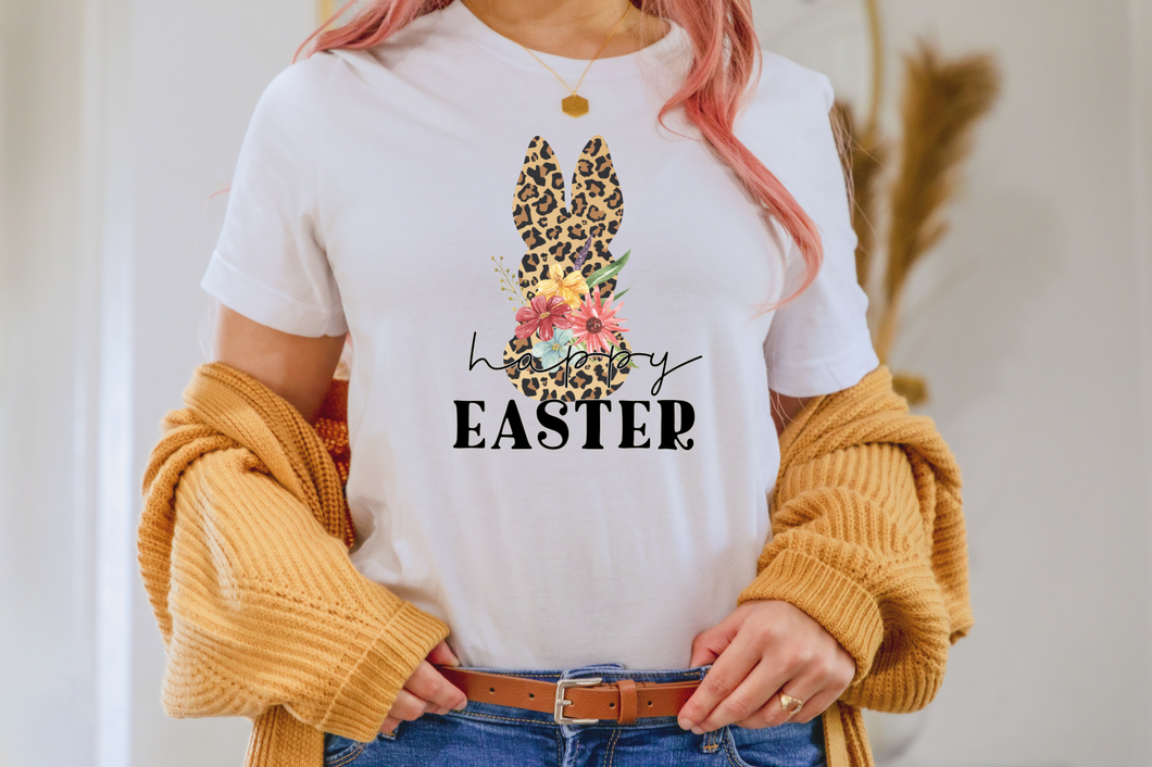 Leopard Bunny Happy Easter Tee