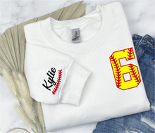 Load image into Gallery viewer, Softball Fan Number Chest/ Name Sleeve Crew

