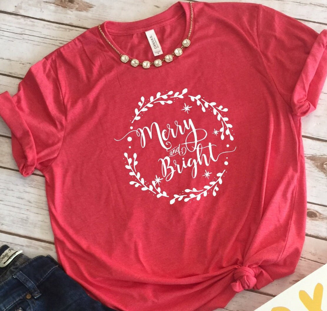 Merry and Bright, Christmas Shirts, Christmas Shirts For Women, Christmas Tshirt
