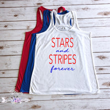 Load image into Gallery viewer, Stars And Stripes Tank Top, American Tank, 4th July Tank Top, Bella Canvas Womens Racerback Tank
