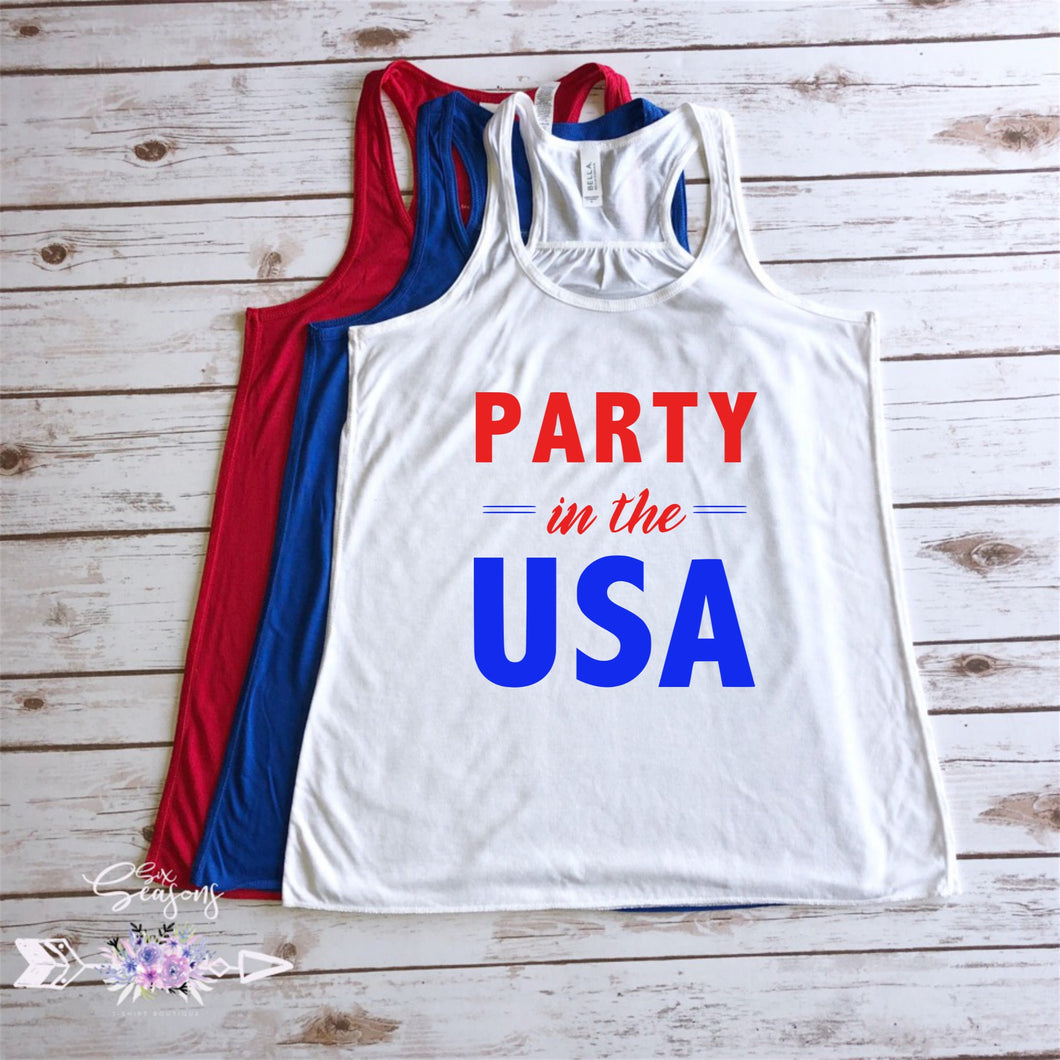 Party in the USA Tank Top, Womens 4th Of July Tank, Bella Canvas Womens Racerback Tank
