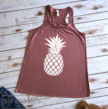 Load image into Gallery viewer, Pineapple Tank Top, Vacay Mode, Vacation Tanks, Bella Canvas Flowy Racer Back Tank
