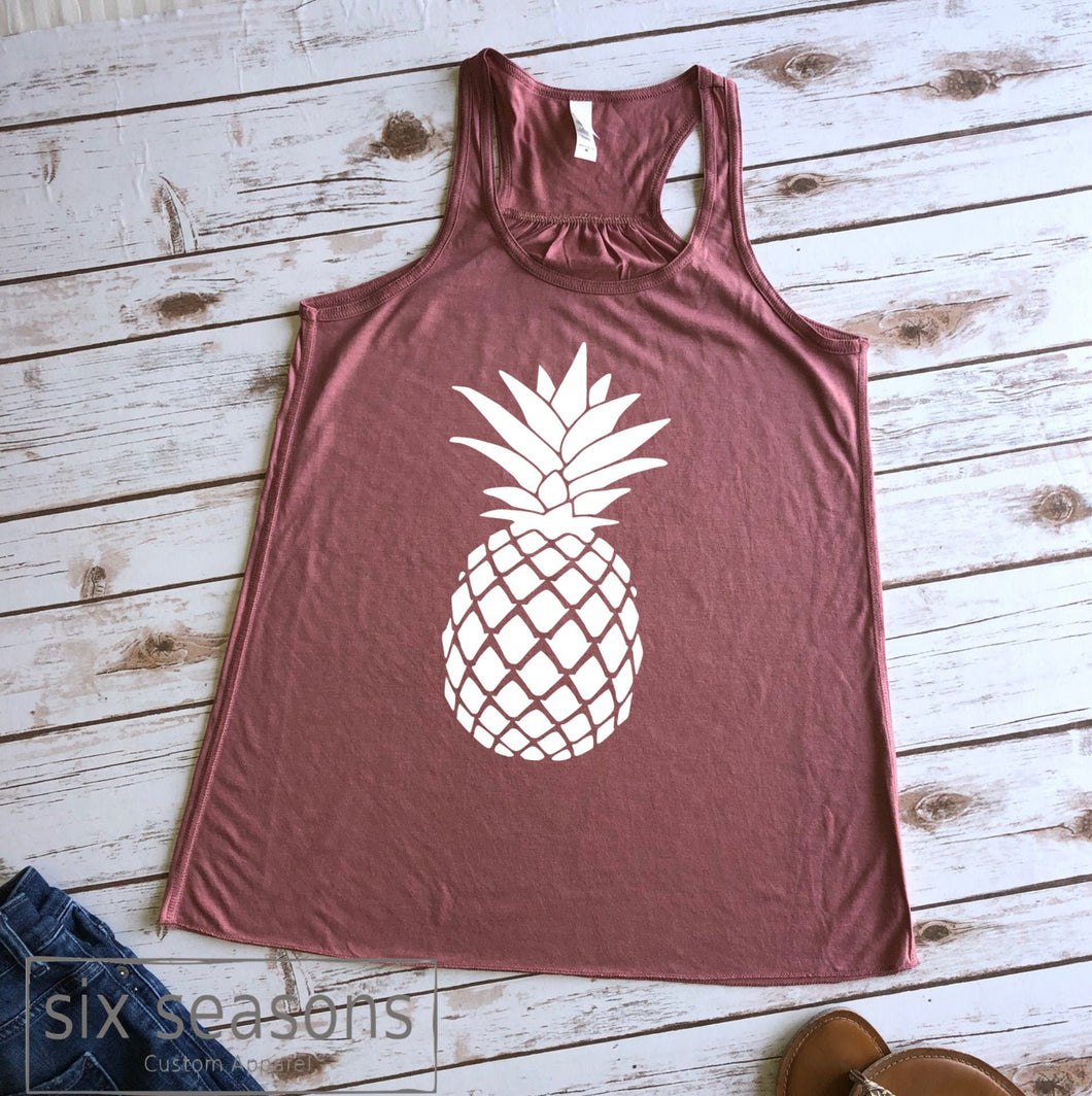 Pineapple Tank Top, Vacay Mode, Vacation Tanks, Bella Canvas Flowy Racer Back Tank