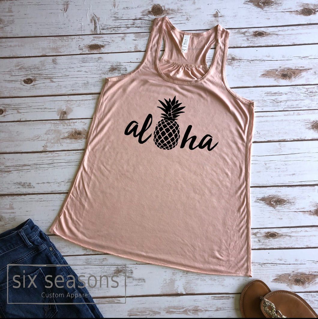 Aloha Tank Top, Hawaii Vacation Racer Back Tank, Womens Tank Top