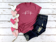 Load image into Gallery viewer, Heartbeat, Womens Graphic Tee, Valentines Shirt, Nurse t-shirts, Nurse Gift
