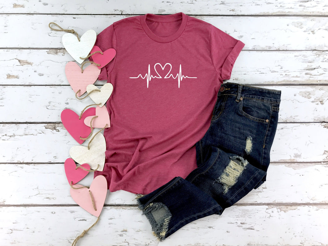 Heartbeat, Womens Graphic Tee, Valentines Shirt, Nurse t-shirts, Nurse Gift