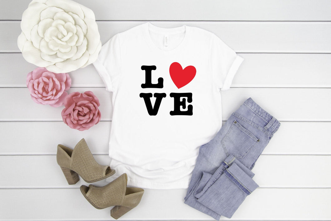 LOVE, Womens Graphic Tees, Valentines Shirt, T-shirts For Women
