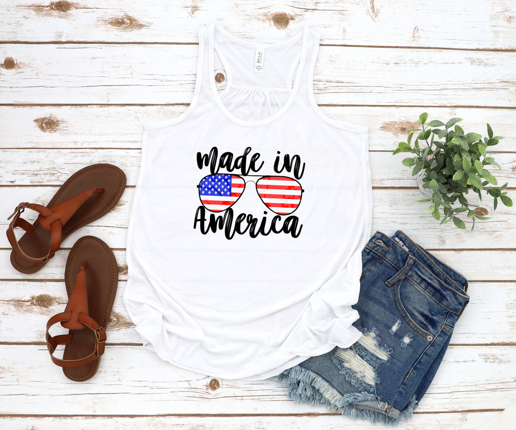 Made In America Tank Top, Sunglasses Tank, 4th Of July Tank Top, July 4th, Independence Day, Womens Graphic Tee