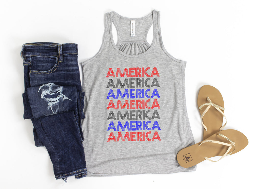 America Tank, 4th Of July Graphic Tee, Womens Independence Day,
