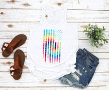 Load image into Gallery viewer, Tie Dye Flag Tank, Womens Graphic Tee, Trendy Top, 4th Of July, Independence Day
