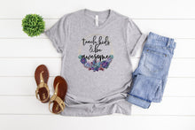 Load image into Gallery viewer, Teach Kids and Be Awesome Shirt, Succulent Graphic Tee, Teacher Tshirt
