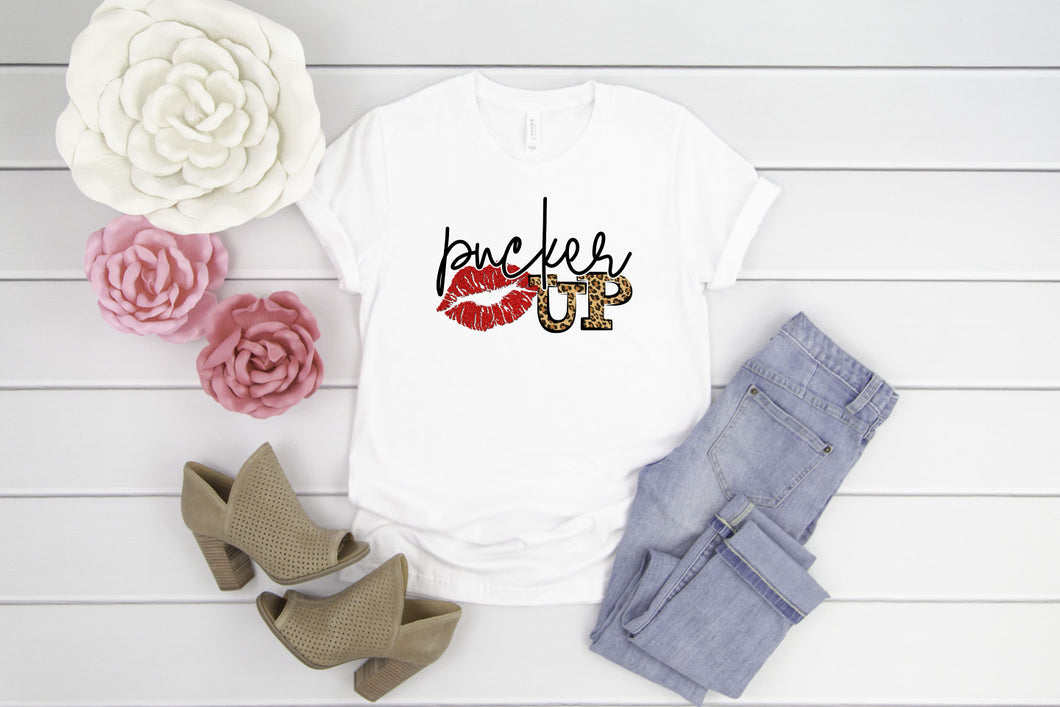 Pucker Up, Valentines Shirt, Womens Graphic Tee, Valentines Day Tshirt, T-shirts For Women