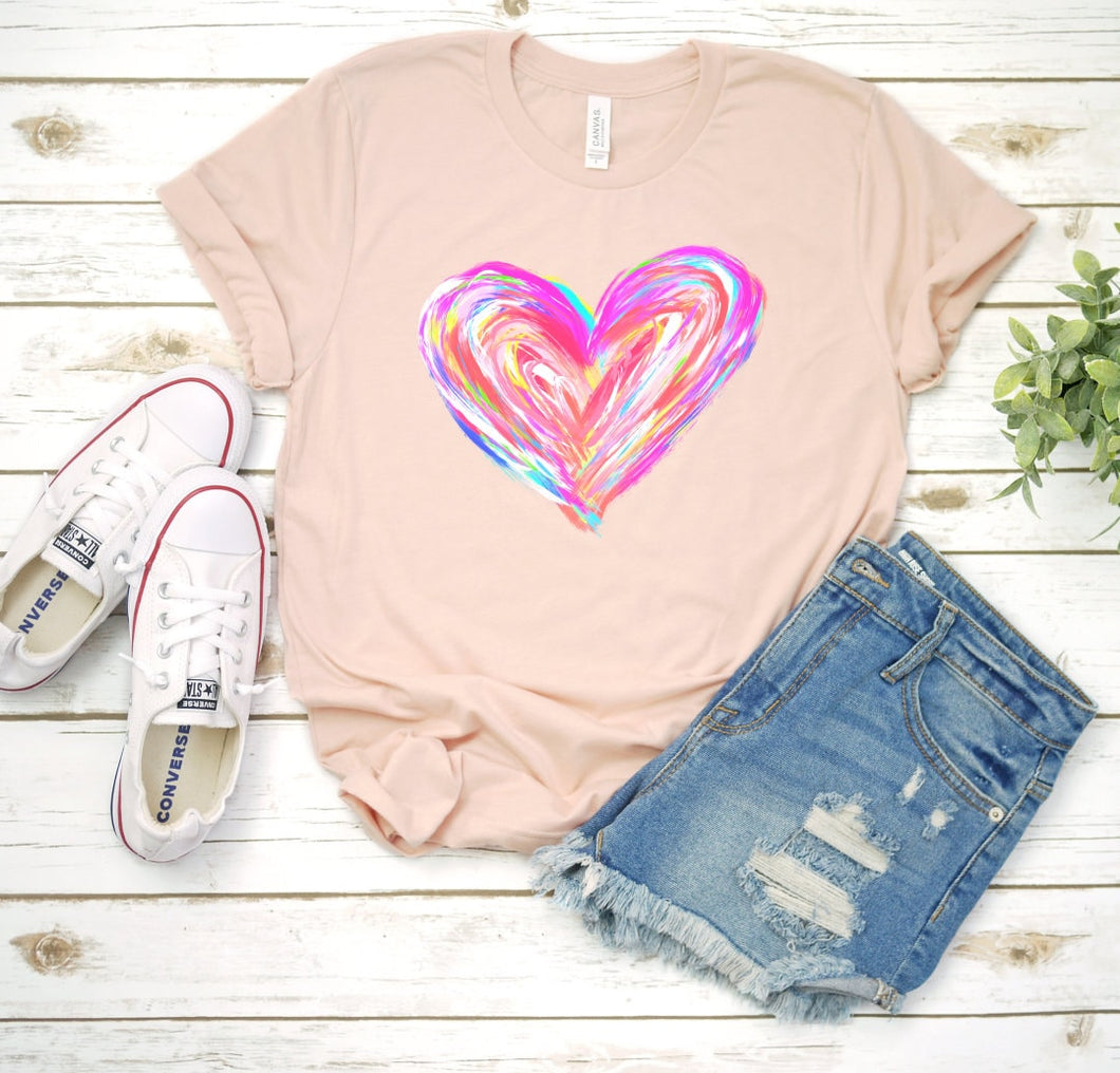 Colorful Heart, Valentines shirt, Valentines Day Tshirt, Womens Graphic Tee
