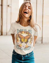 Load image into Gallery viewer, Life Is Good Retro Womens Graphic Tee, Gift For Her, Funny Tees, Tshirts, Butterfly
