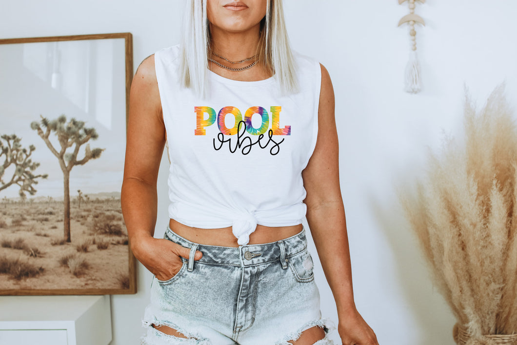 Tie Dye Pool Vibes Tank Top Available and Muscle Tank And Racer Back, Pool, Summertime, Summer Tank Top