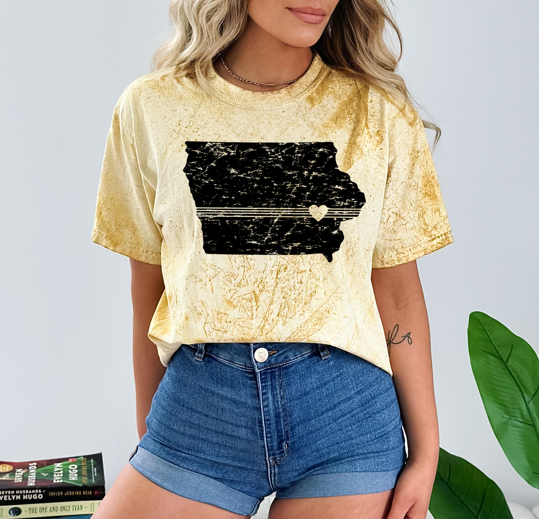 Iowa City Heart Grunge Comfort Colors Colorblast Tee